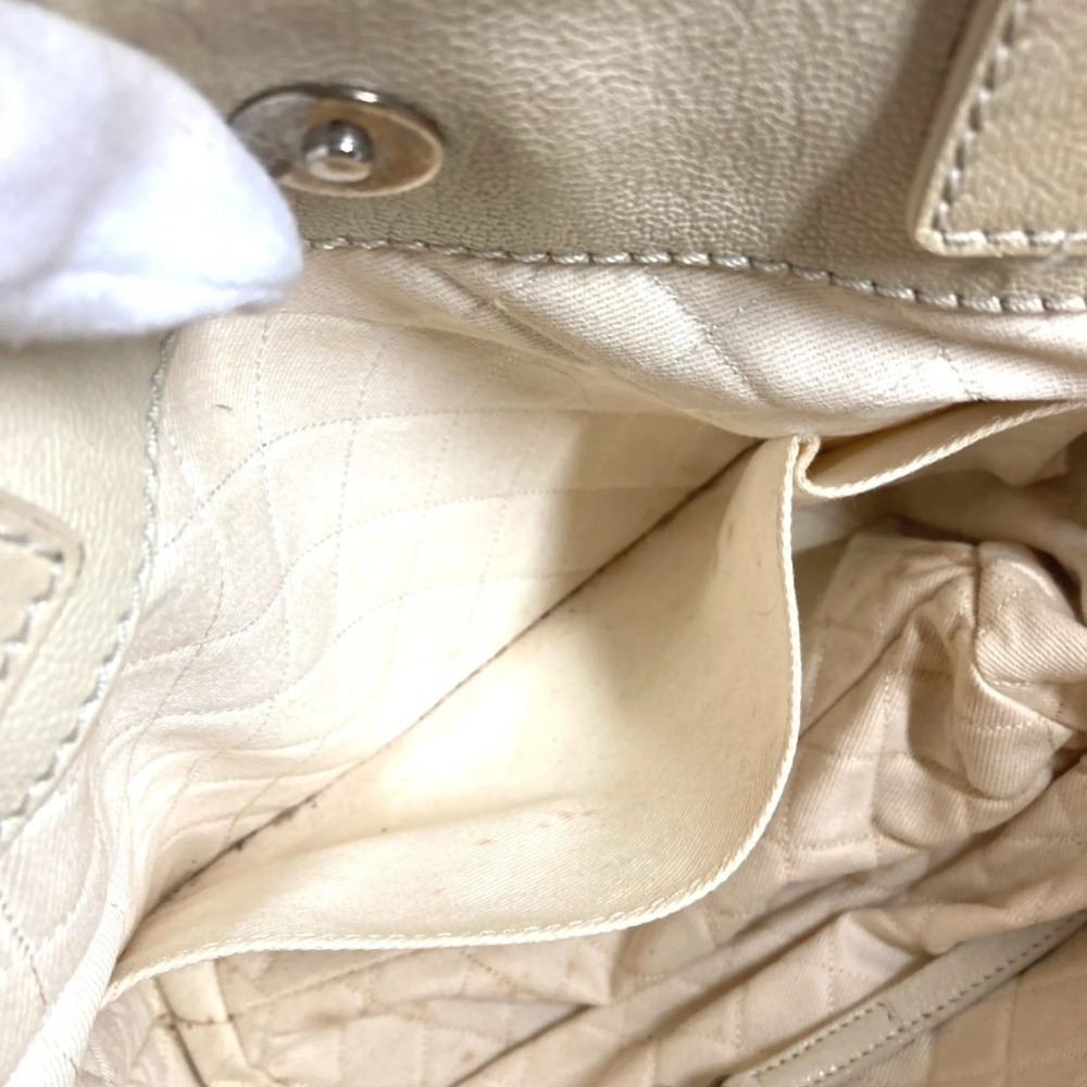 CHANEL White Leather Logo Tote Bag - Picture 8 of 16